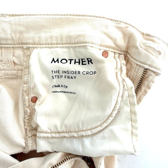 Mother The Insider Crop Step Fray in Chalk It Up Ivory Size 27 - Picture 9 of 13
